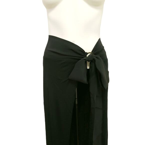 KIKI DE MONTPARNASSE sarong swim cover up resort wear skirt dress black OS NEW - Picture 3 of 11